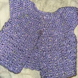 Cute handmade crochet baby cardigan.  Fits 3-6 months.